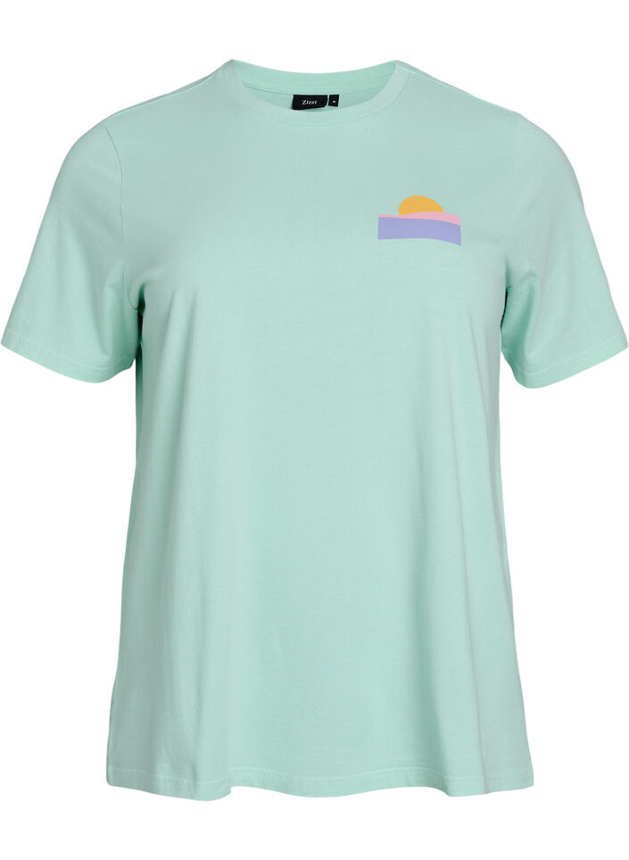 T-shirt en coton biologique avec impression au dos, Vert clair, Packshot image number 0