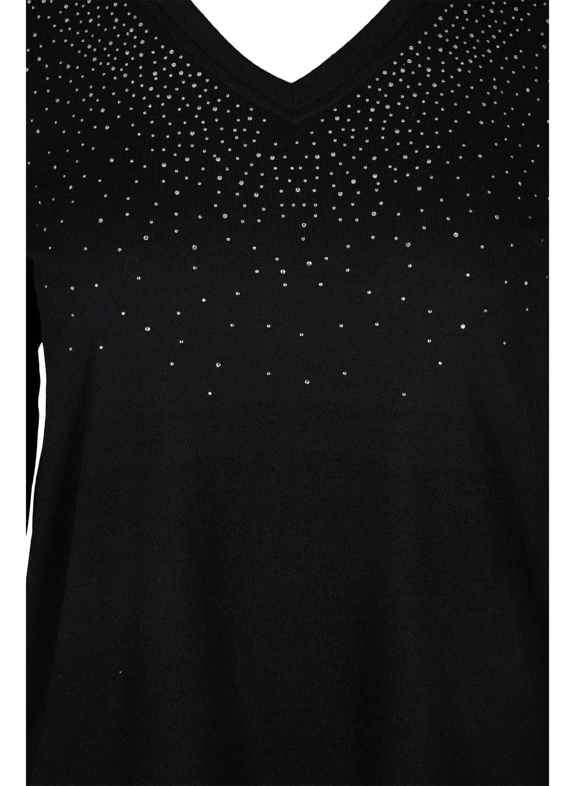 Zizzi Blouse avec similis et manches longues, Black, Packshot image number 2