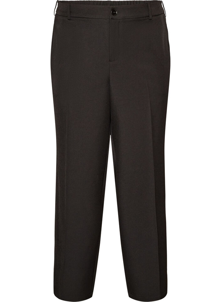 Pantalon tailleur taille haute &agrave; coupe droite, Noir, Packshot image number 0