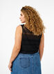 Haut sans manches avec motif à trous, Black, Model image number 1