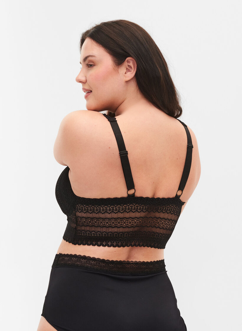 Soutien-gorge en dentelle à rembourrage léger, Black, Model image number 1
