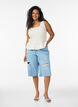 Top sans manches en coton et lin avec smocks, Vanille, Model image number 1