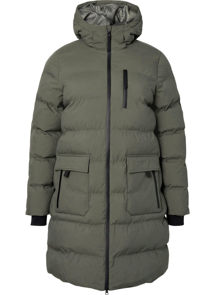 Doudoune avec capuche et poches, Vert, Packshot image number 0
