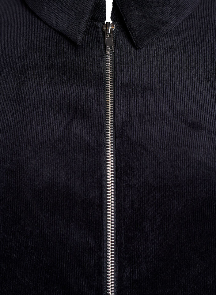 Robe en velours avec fermeture &Eacute;clair et manches 3/4, Noir, Packshot image number 2