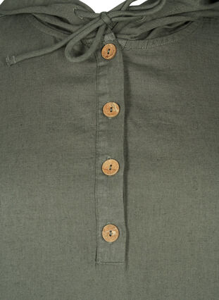 Tunique à capuche en coton et lin, Thyme, Packshot image number 2