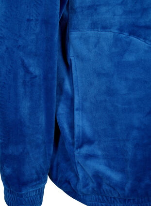 Cardigan en velours avec fermeture éclair et capuche, Monaco Blue, Packshot image number 3