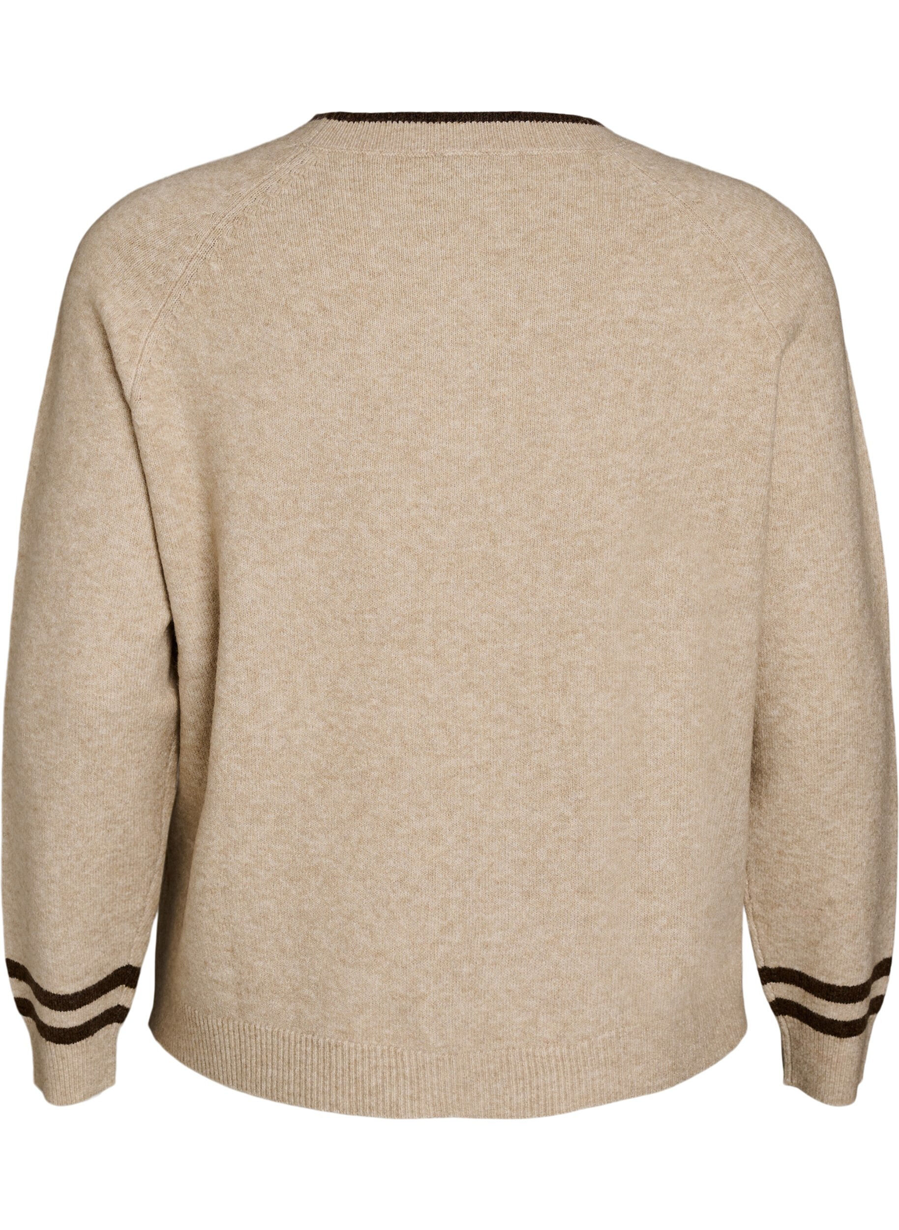 ZizziPull avec logo et rayures contrastantes, Beige, Packshot image number 1