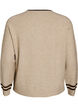 Pull avec logo et rayures contrastantes, Beige, Packshot image number 1