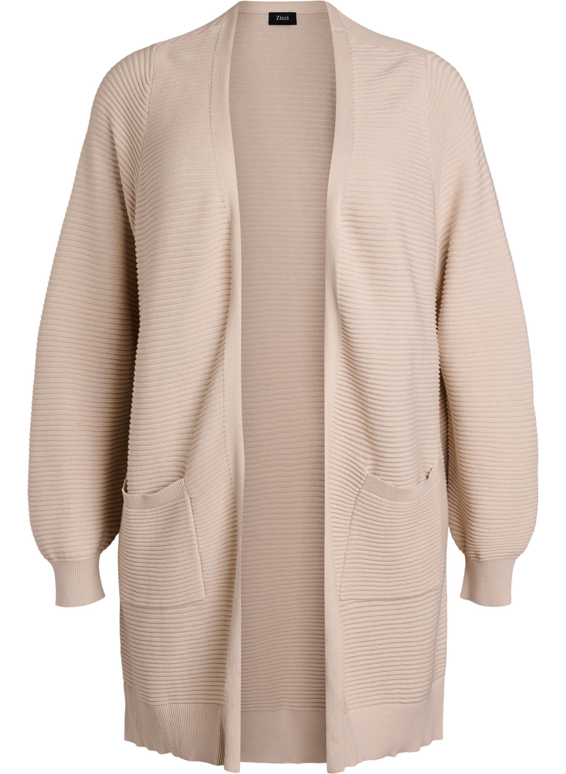 Zizzi Cardigan long c&ocirc;tel&eacute; en coton, Beige, Packshot image number 0