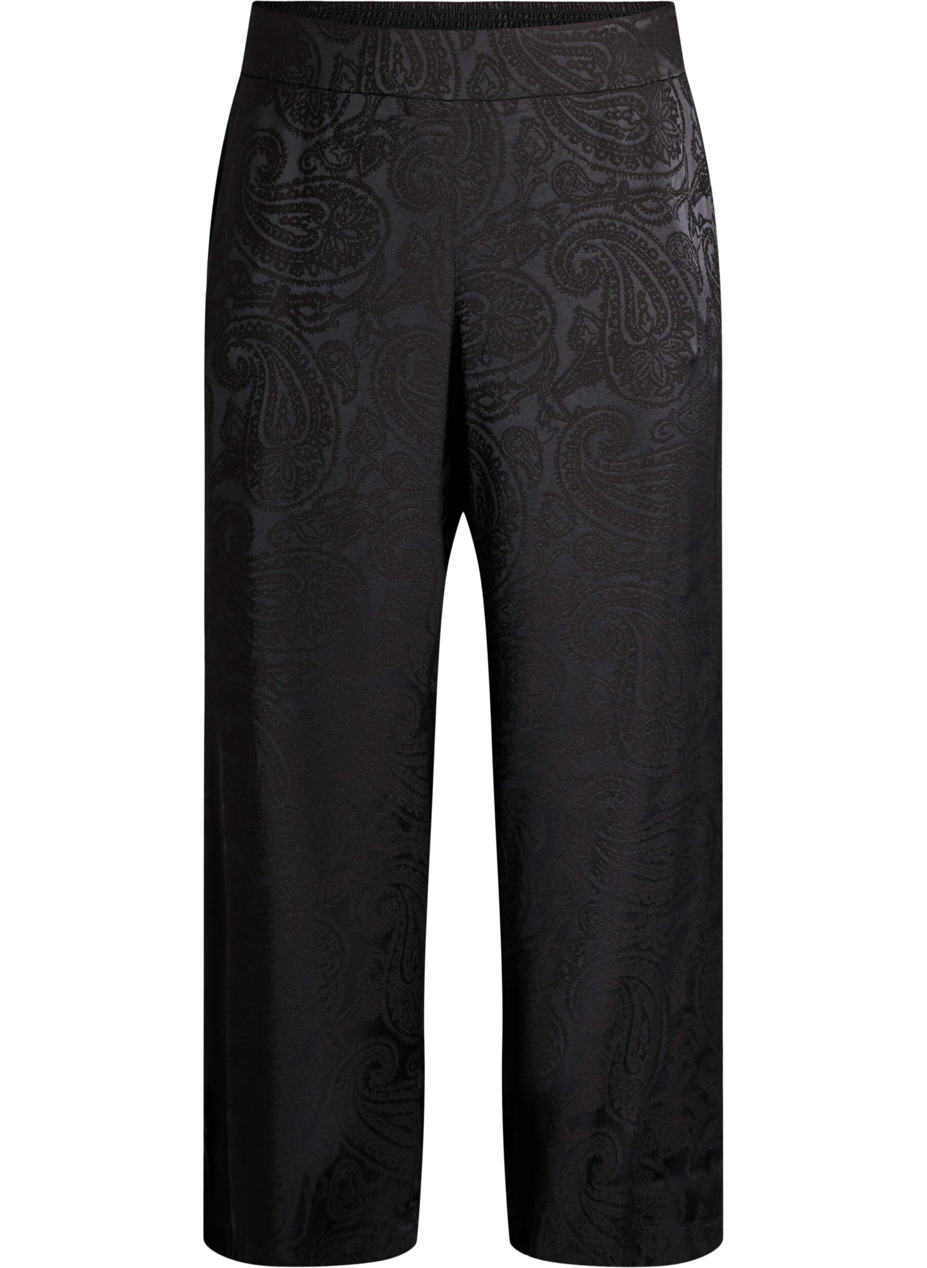 ZizziPantalon ample &agrave; motif cachemire et taille haute, Noir, Packshot image number 0