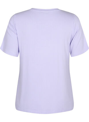 T-shirt en viscose avec structure côtelée, Lavender, Packshot image number 1
