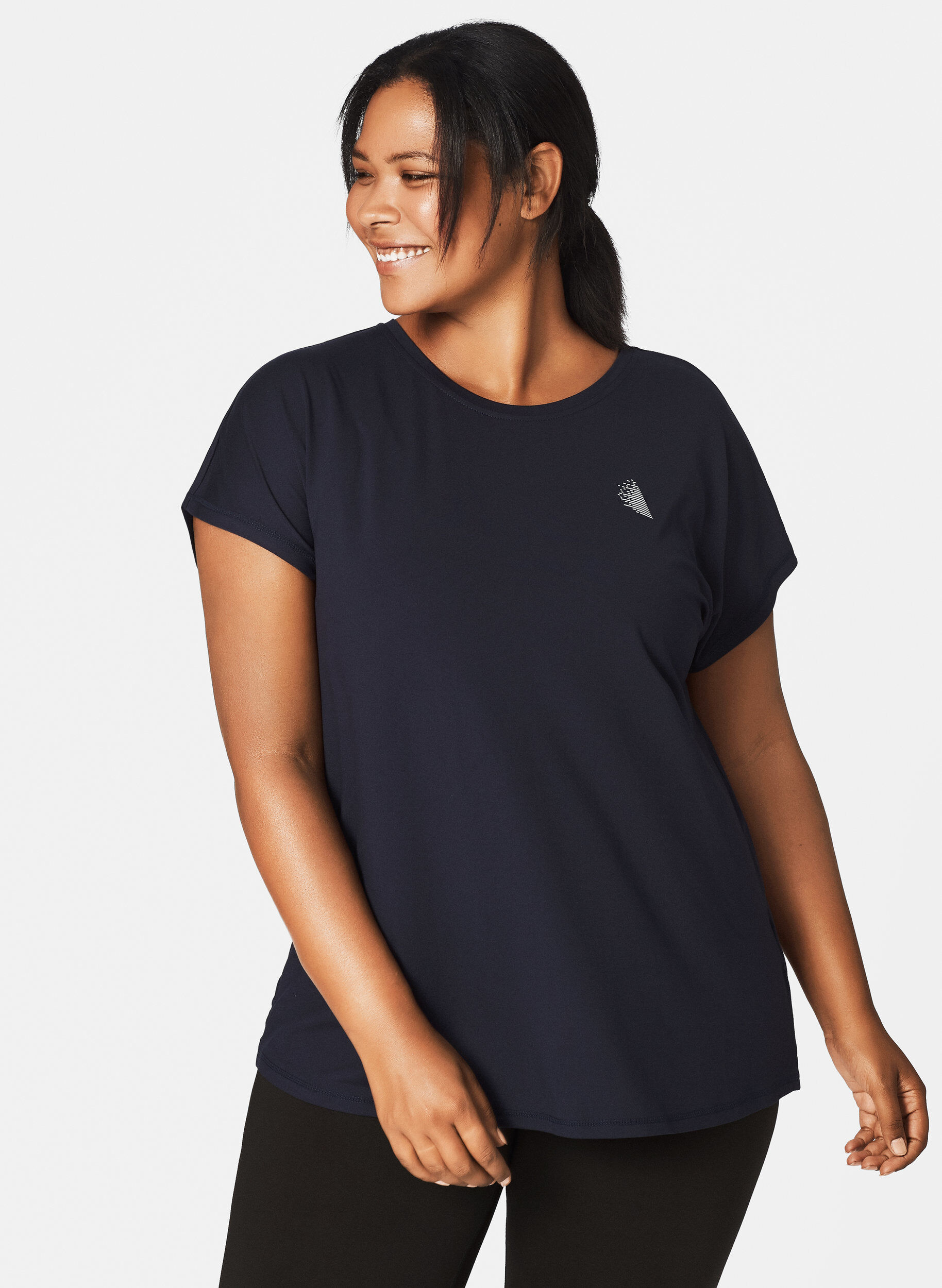 Zizzi T-shirt de sport uni, Bleu, Model image number 3