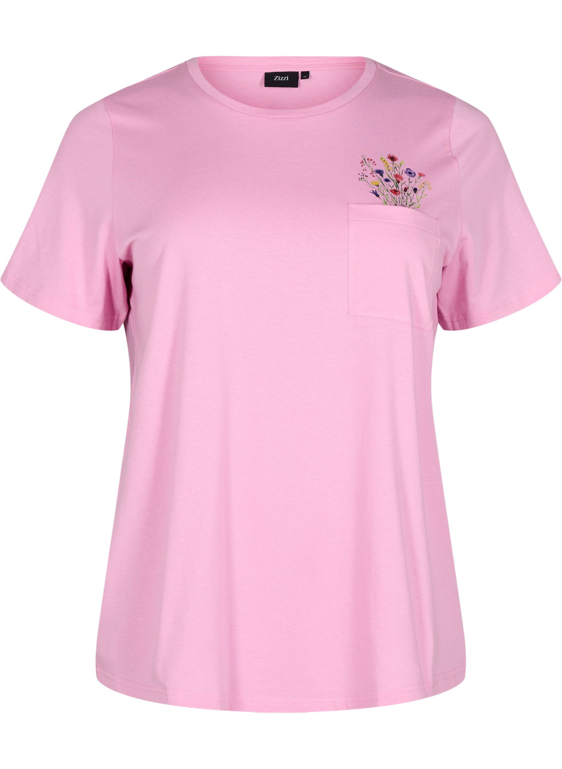 Zizzi T-shirt avec poche sur la poitrine, Rose, Packshot image number 0