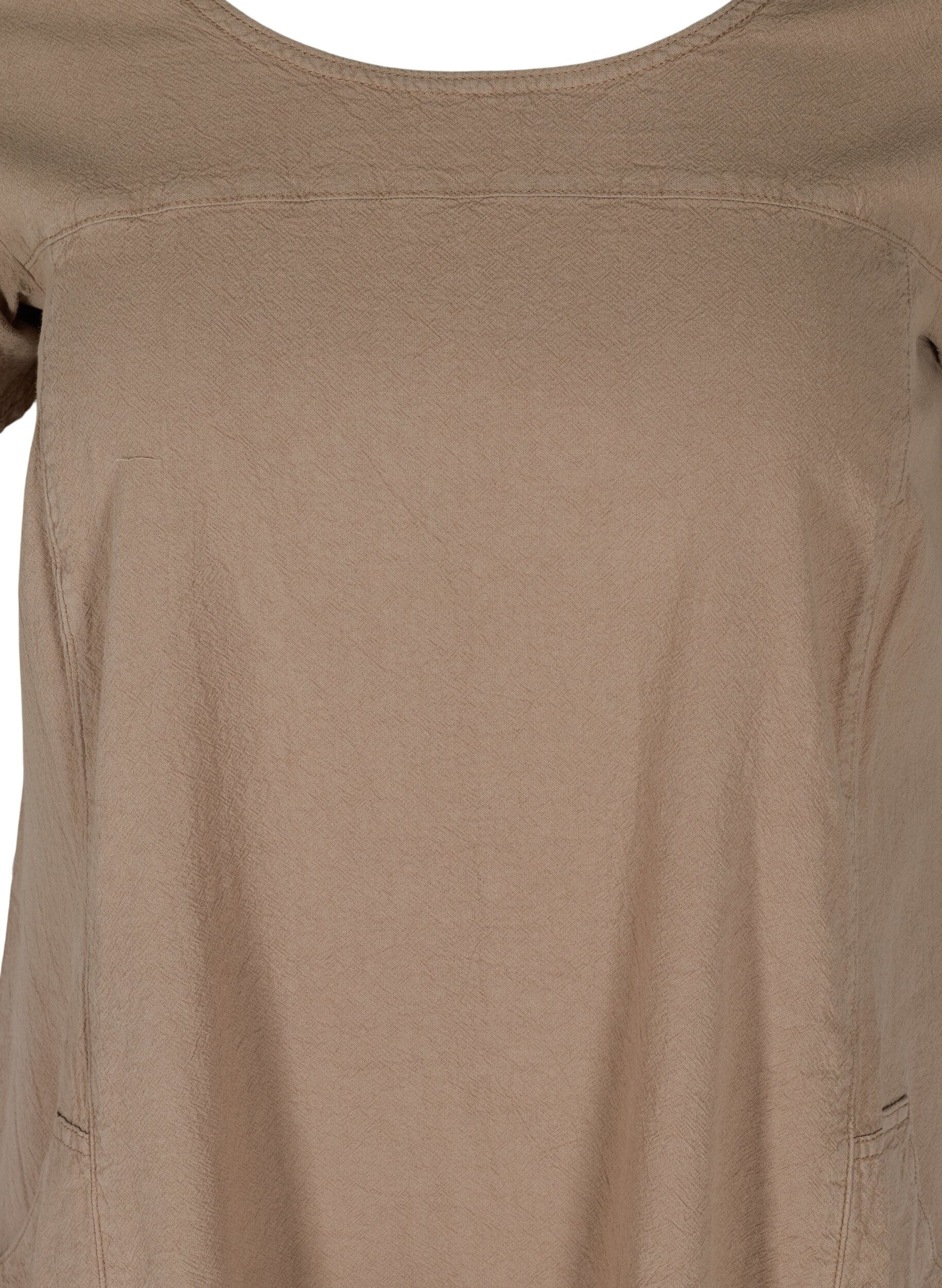 Zizzi Robe en coton &agrave; manches courtes, Camel, Packshot image number 2