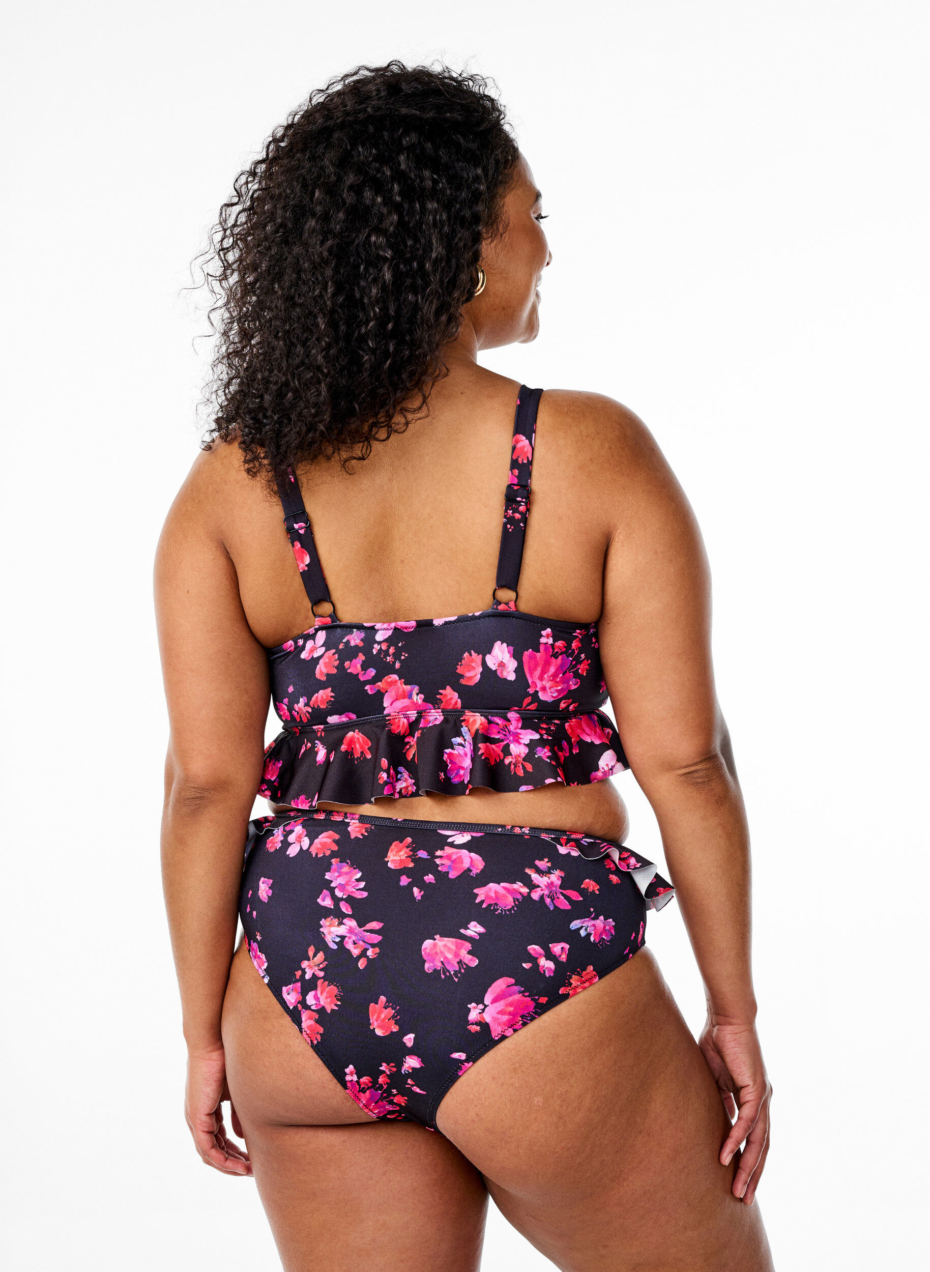 Zizzi Culotte de bikini br&eacute;silienne &agrave; imprim&eacute; floral, Rose, Model image number 1