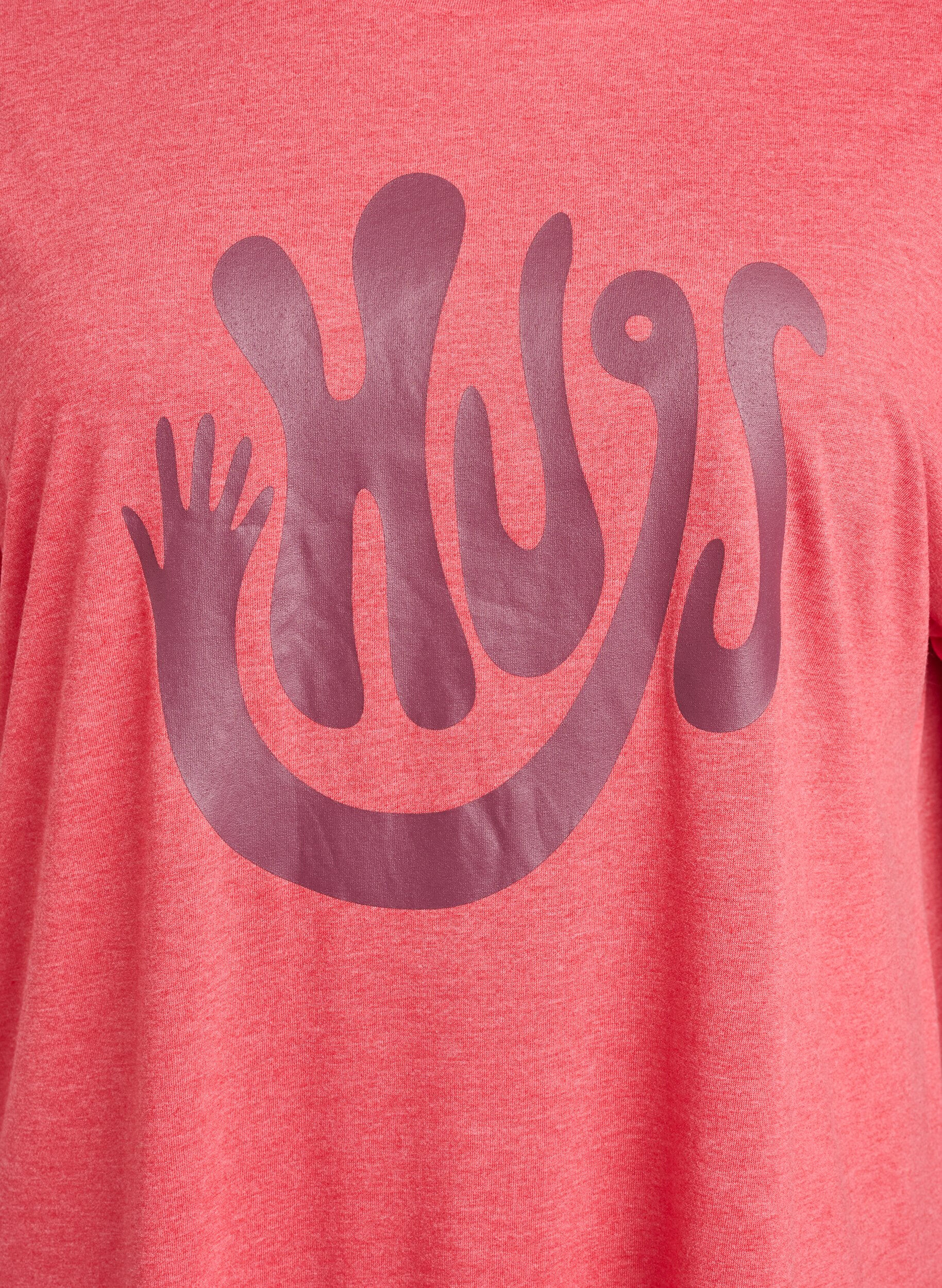 Zizzi Chemise de nuit &agrave; manches courtes avec imprim&eacute; de texte, Rouge, Packshot image number 2