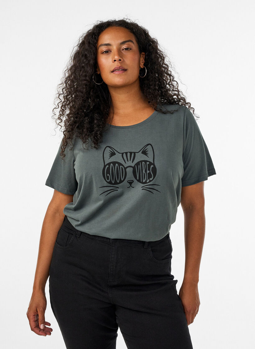 T-shirt imprim&eacute;, Vert, Model image number 0