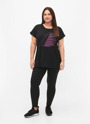 T-shirt d'entraînement à manches courtes avec impression, Black/Sugar Plum, Model image number 2