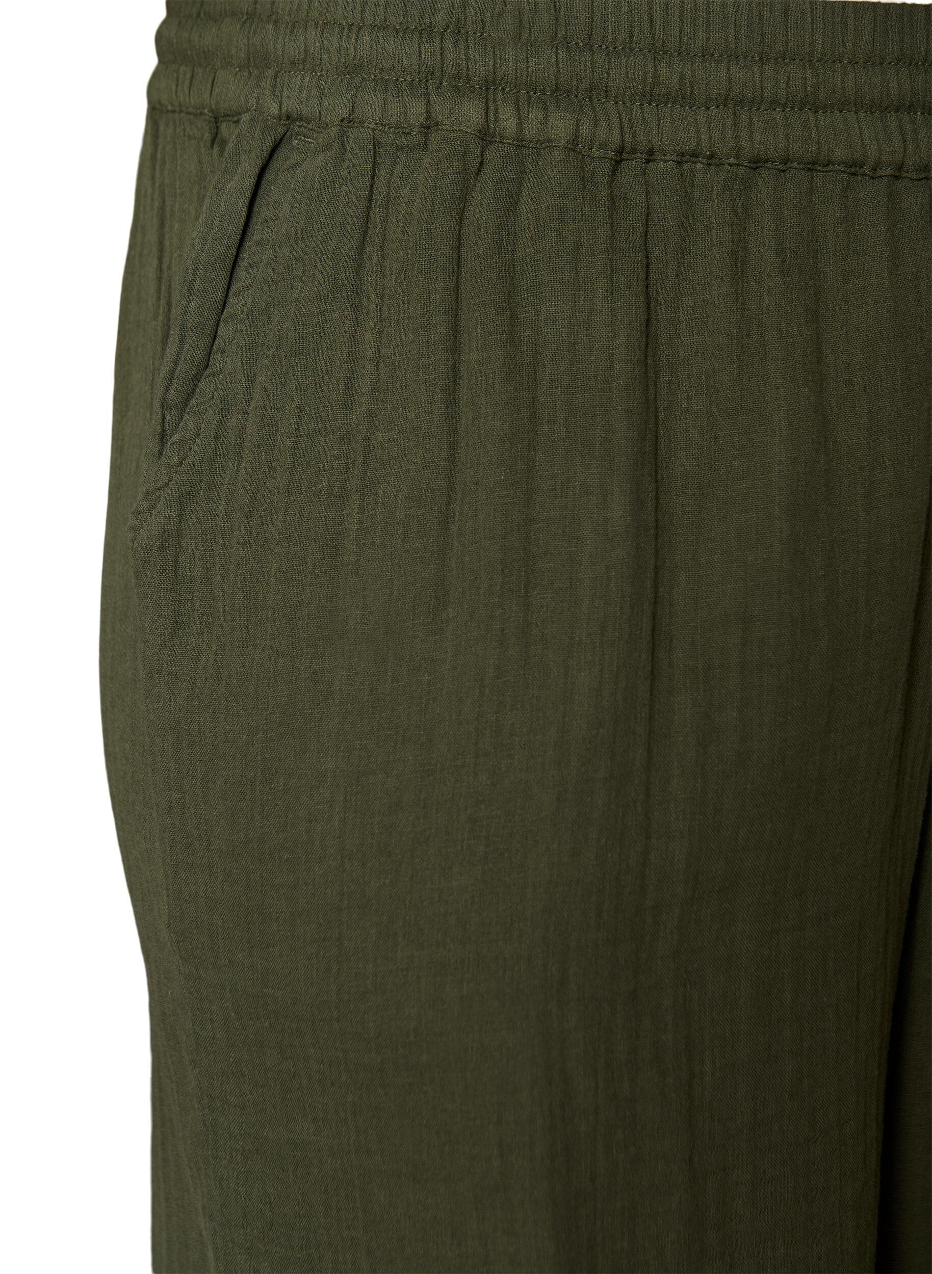 Zizzi Short ample en mousseline de coton taille haute, Vert, Packshot image number 2