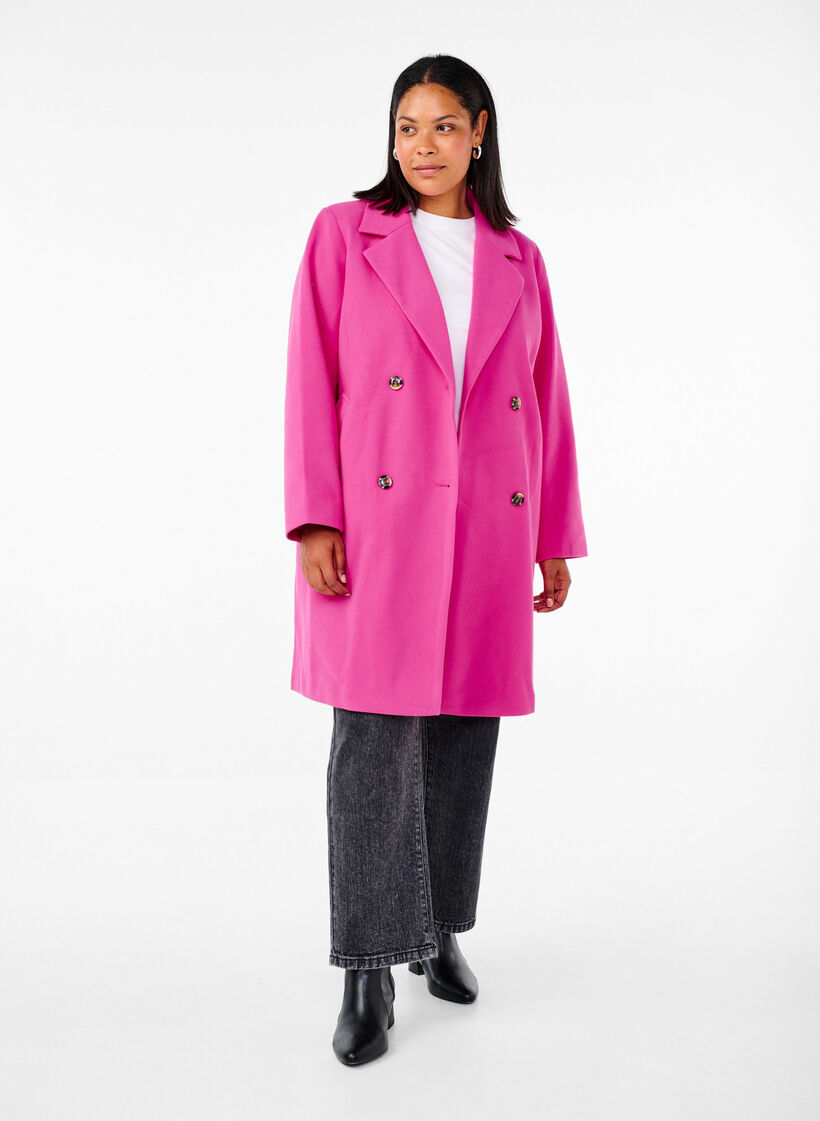Manteau à double boutonnage, Raspberry Rose, Model image number 2