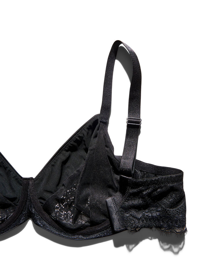 Soutien-gorge embo&icirc;tant avec dentelle et microfibre, Noir, Packshot image number 3