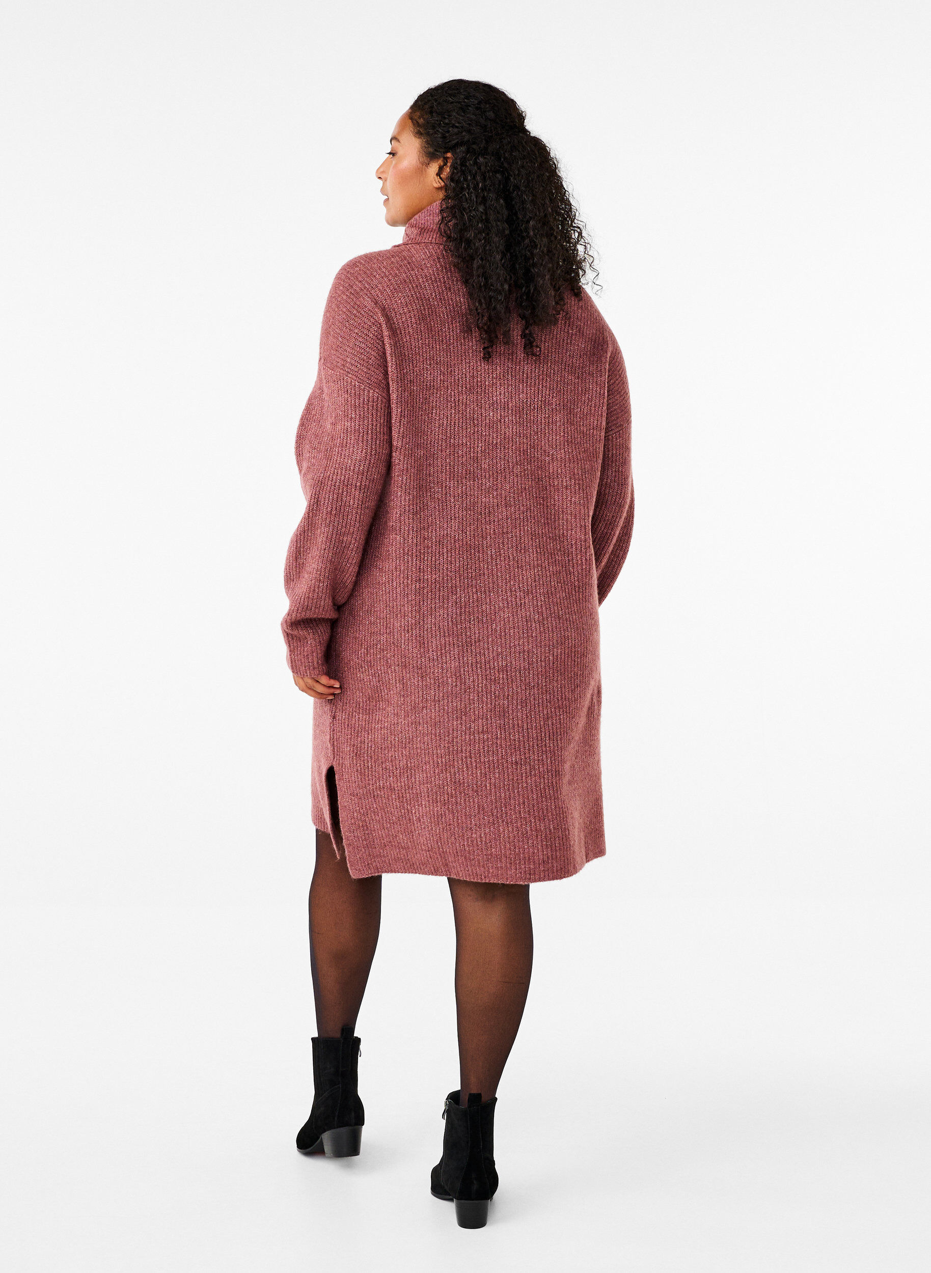 ZizziRobe en tricot et &agrave; col roul&eacute;, Rose poudr&eacute;e, Model image number 2