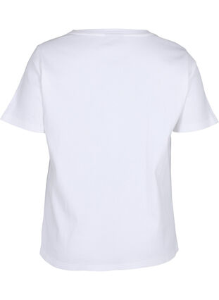 T-shirt en coton avec structure côtelée, Bright White, Packshot image number 1