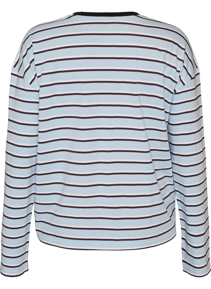 T-shirt basic &agrave; manches longues, Bleu, Packshot image number 1