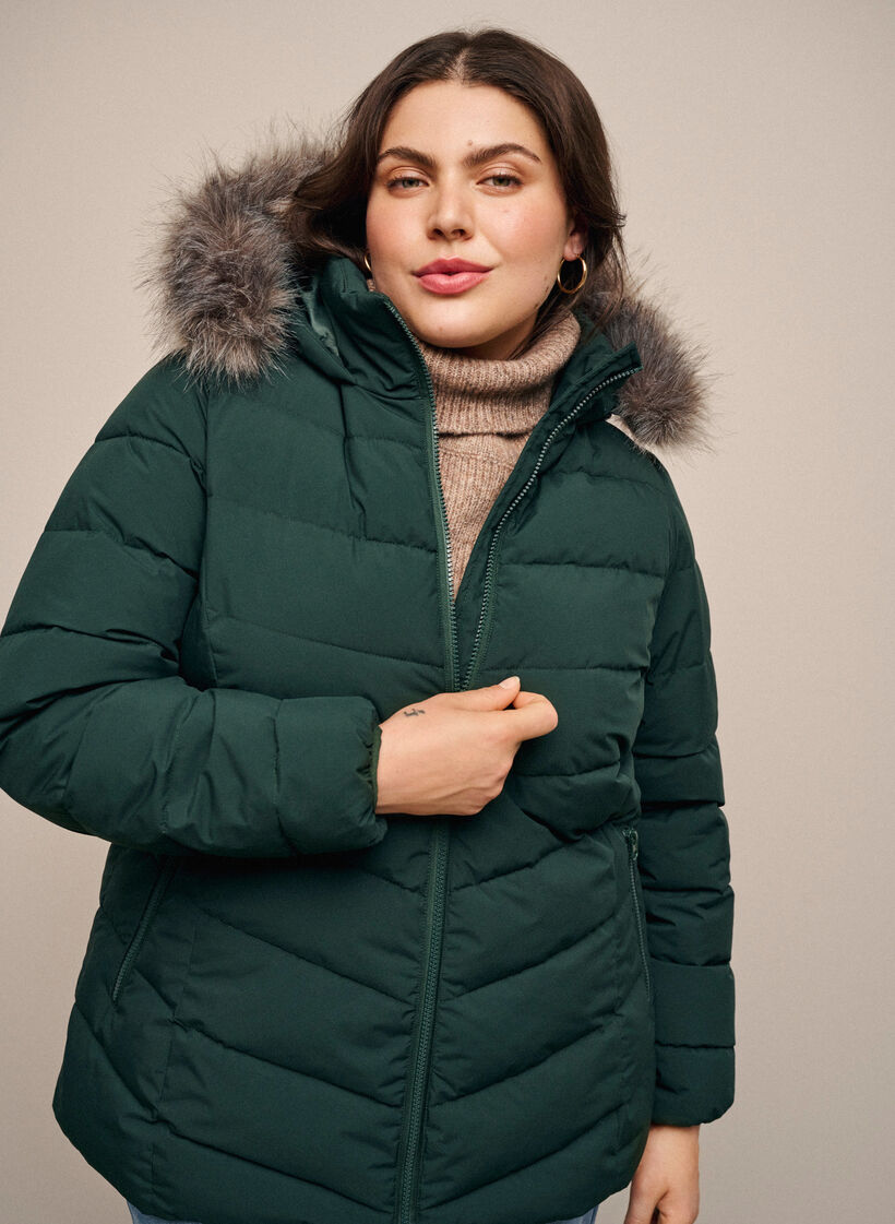 Veste courte &agrave; capuche, Vert fonc&eacute;, Image image number 1