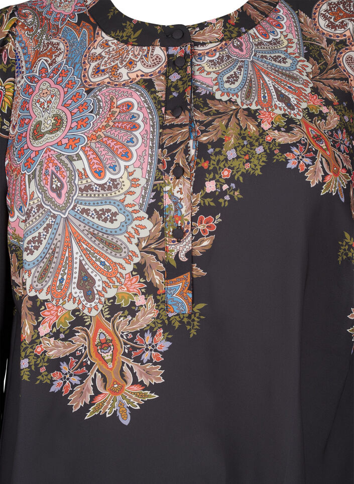 Robe mi-longue à imprimé paisley, Black Paisley, Packshot image number 2