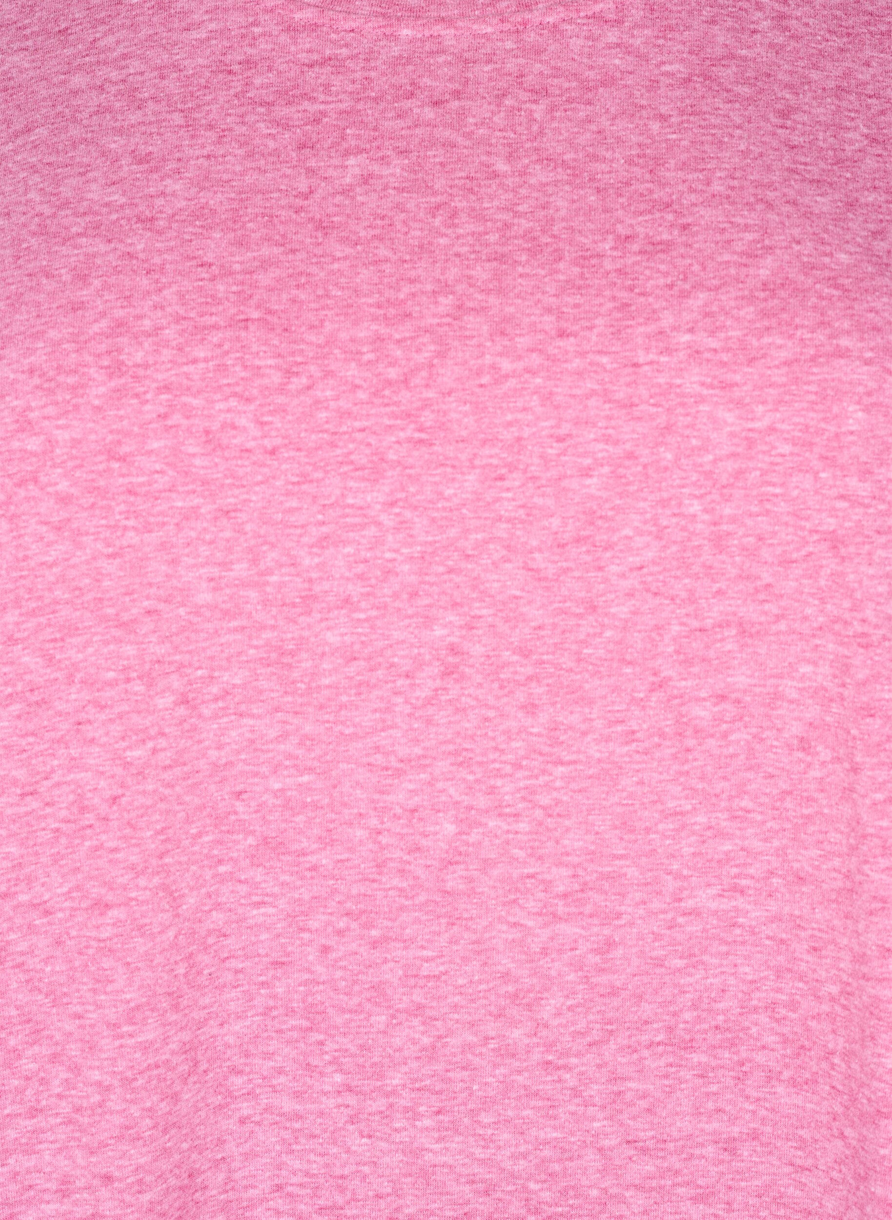 Zizzi T-shirt m&eacute;lang&eacute; avec manches courtes, Rose, Packshot image number 2