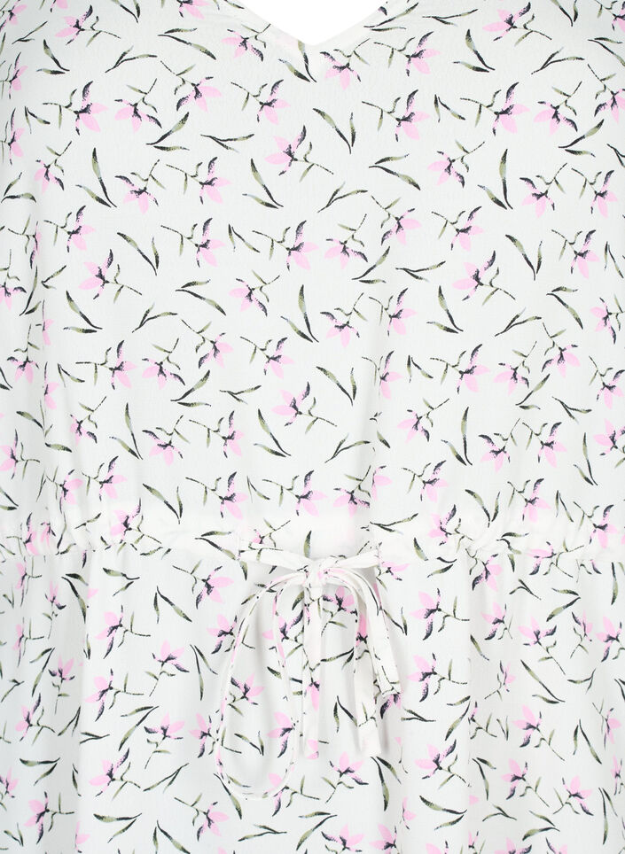 Robe à manches 1/2 avec imprimé floral en viscose, White Purple Flower, Packshot image number 2