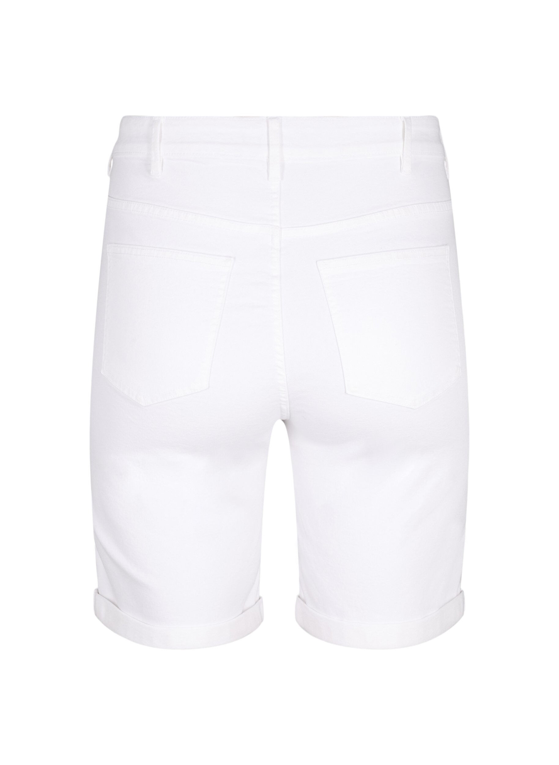 Zizzi  Shorts en jean moulants &agrave; taille haute, Bright White, Packshot image number 1