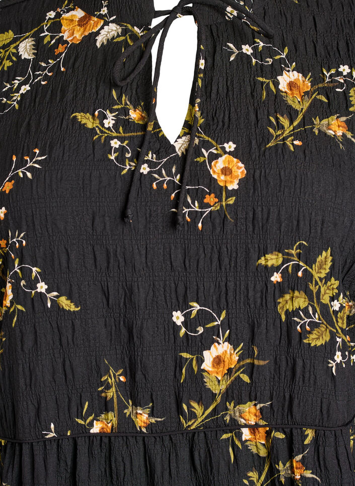 Robes &agrave; imprim&eacute; floral avec fermeture &agrave; cravate, Noir, Packshot image number 2