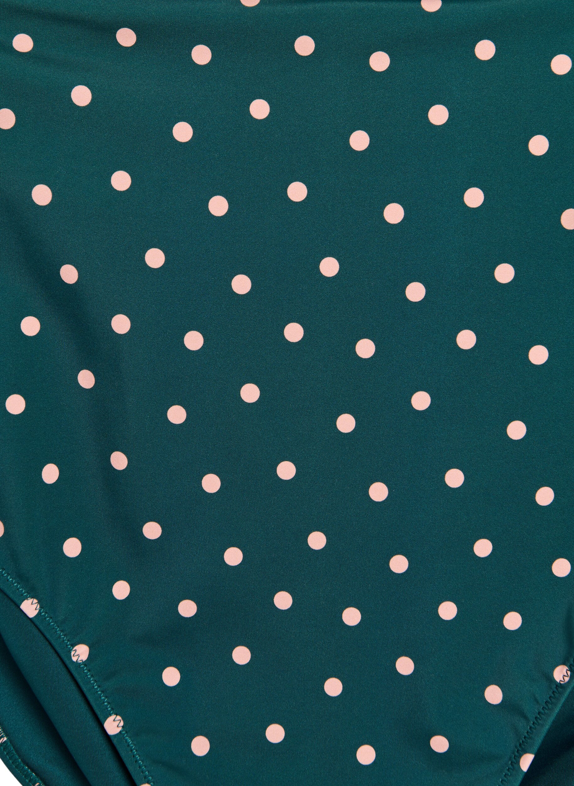 Zizzi Bas de bikinis taille haute &agrave; pois, Vert fonc&eacute;, Packshot image number 2