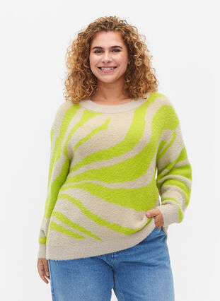 Blouse tricotée douce avec motif, Tender Shoots Comb, Model image number 0