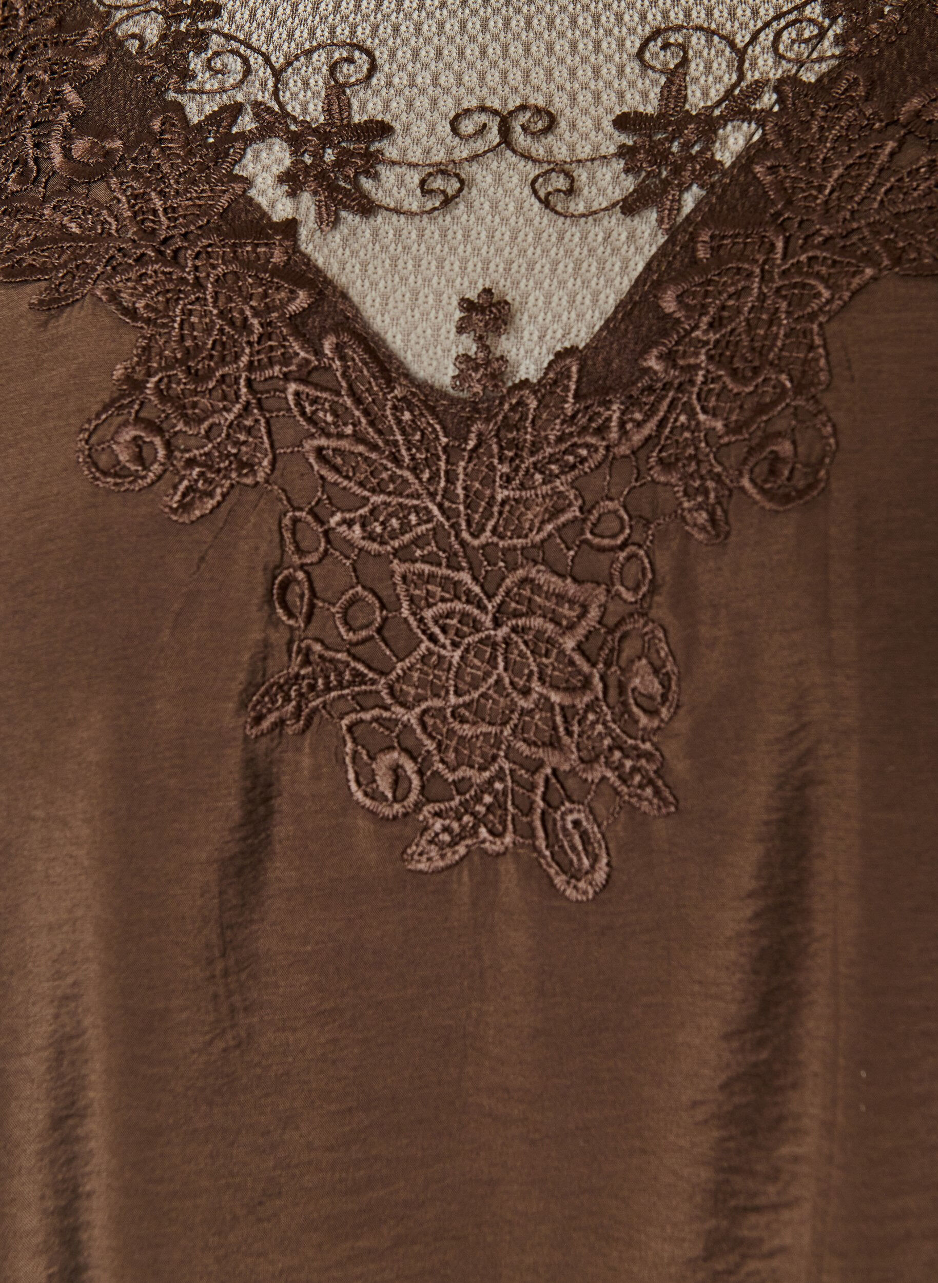ZizziBlouse avec manches 3/4 et d&eacute;tails en dentelle, Marron, Packshot image number 2