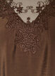 Blouse avec manches 3/4 et d&eacute;tails en dentelle, Marron, Packshot image number 2