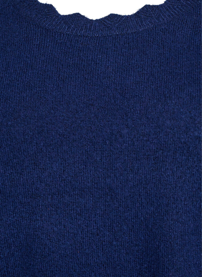 Blouse en maille &agrave; bords ondul&eacute;s, Bleu, Packshot image number 2