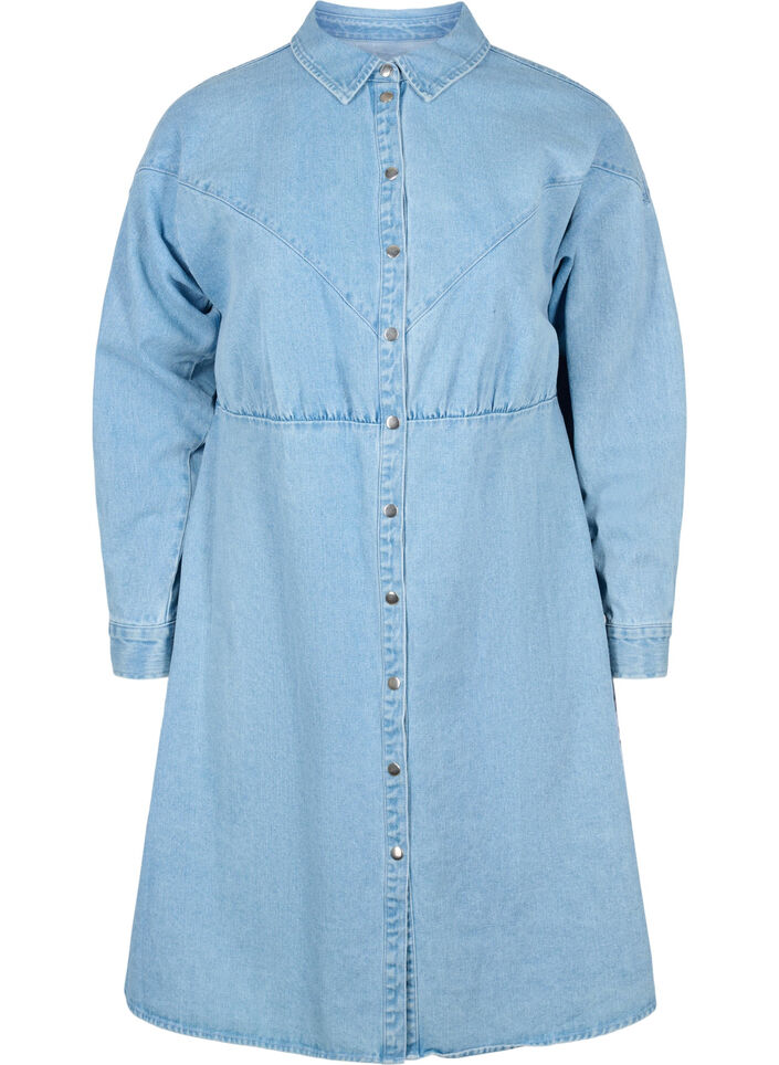 Robe Denim avec boutons et manches longues, Light blue denim, Packshot image number 0