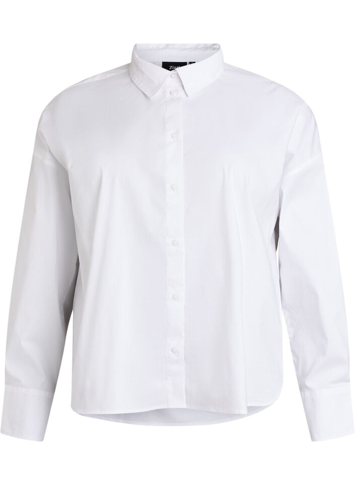 Chemise classique en coton &agrave; coupe ample, Blanc, Packshot image number 0