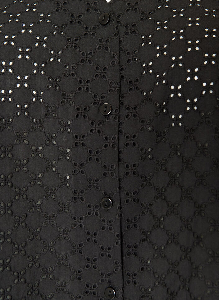 Blouse en broderie anglaise avec fermeture boutonn&eacute;e, Noir, Packshot image number 2