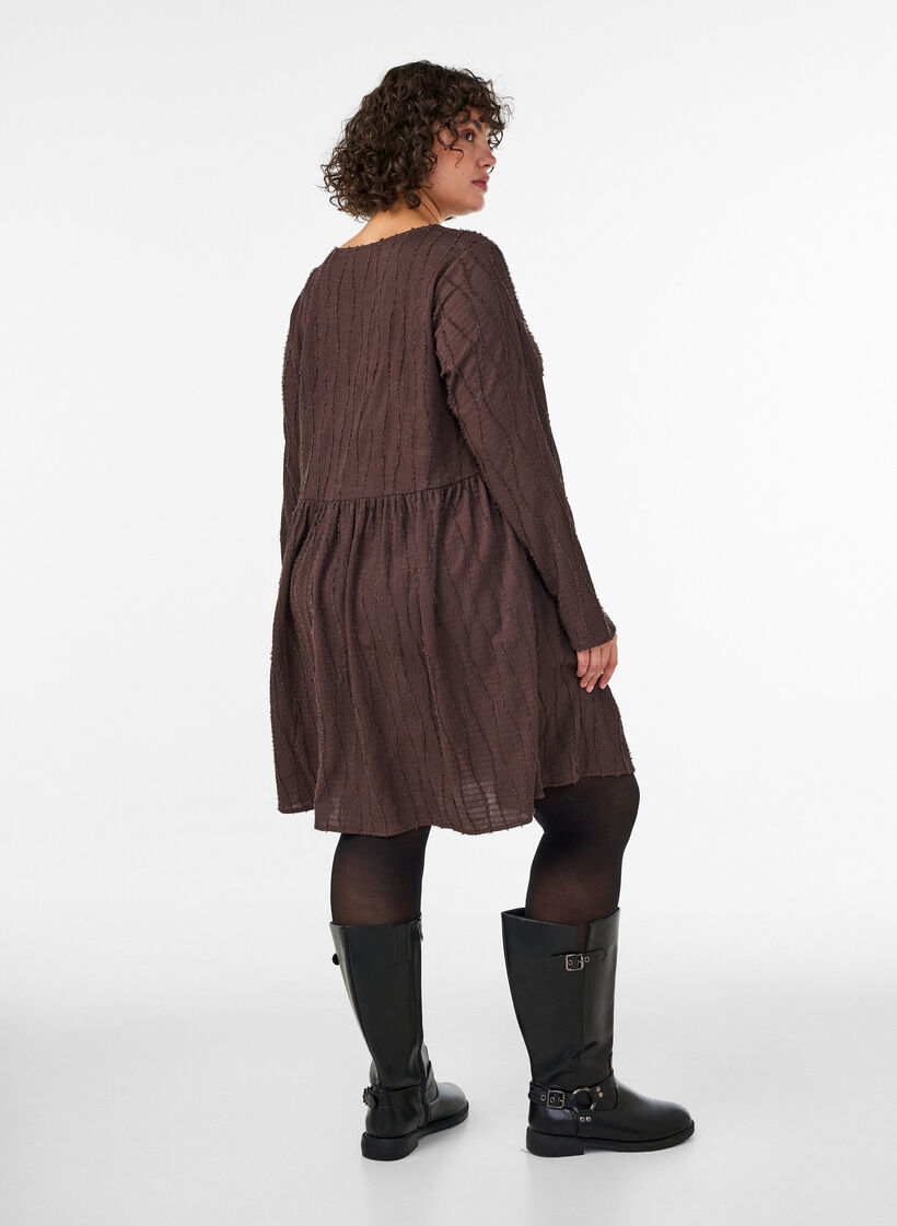 Robe courte en jersey &agrave; texture ondul&eacute;e, Marron, Model image number 2