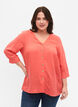Blouse en viscose avec boutons et col en V, Deep Sea Coral, Model image number 0