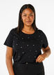 T-shirt en coton avec strass, Black, Model image number 0
