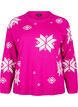 Pull tricoté avec des flocons de neige, Rose, Packshot image number 0