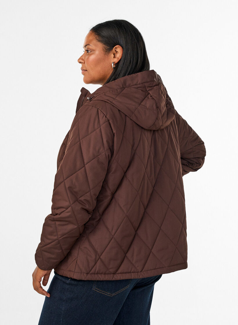 Veste l&eacute;g&egrave;rement matelass&eacute;e en losange, Marron, Model image number 2