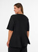 Blouse p&eacute;plum avec rayures paillet&eacute;es, Noir, Model image number 2