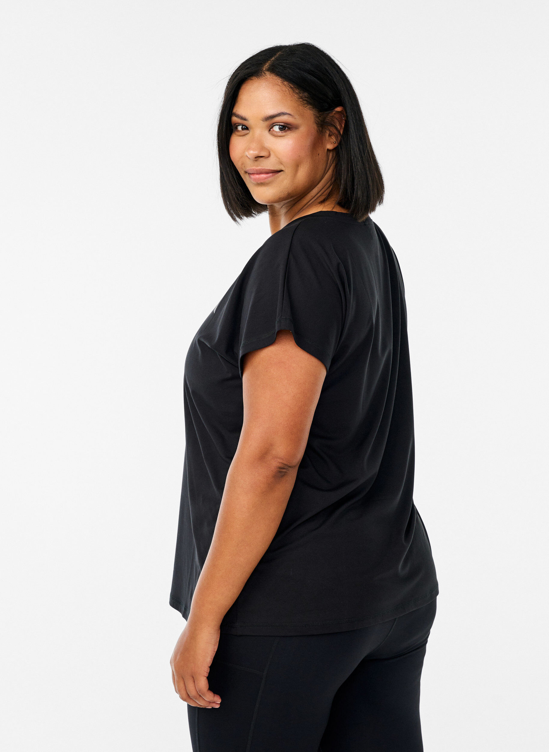 ZizziT-shirt de sport ample avec col en v, Noir, Model image number 2