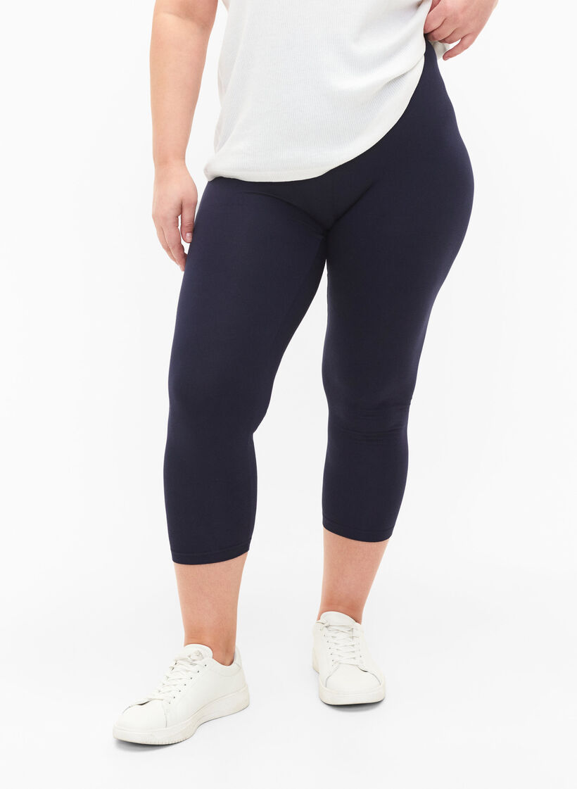 Leggings basiques longueur 3/4 en viscose, Bleu, Model image number 0